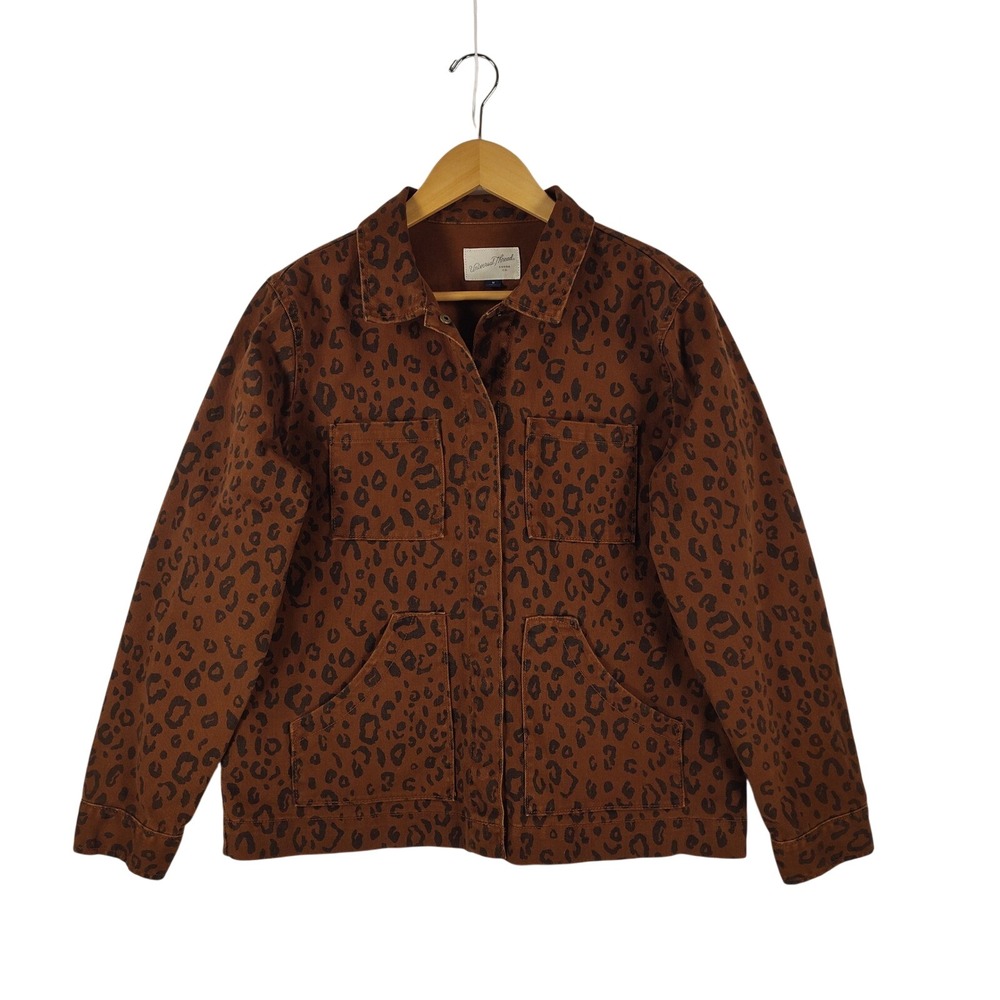 Universal Thread Womens Brown Leopard Print Cotton Chore Jacket Size M Utility